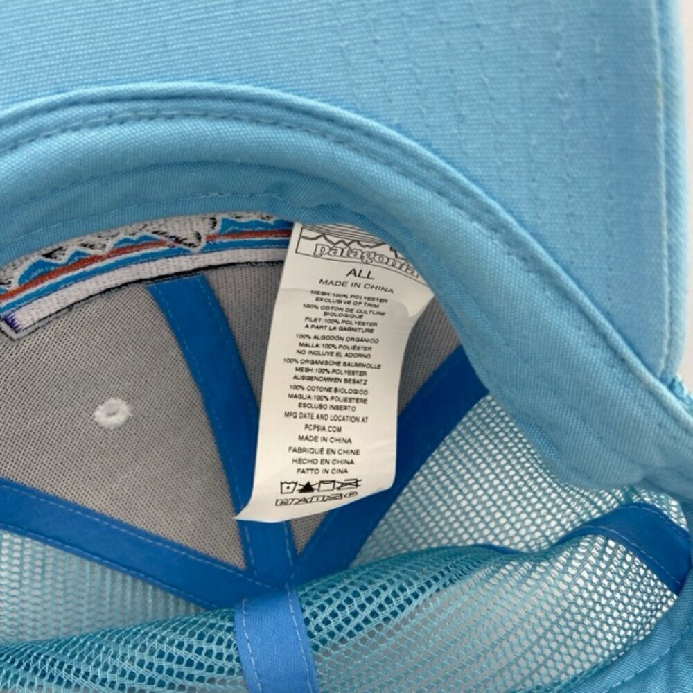 Patagonia Hat Cap Snap Back Trucker Mesh Adjustable Blue White Outdoor - Picture 5 of 5